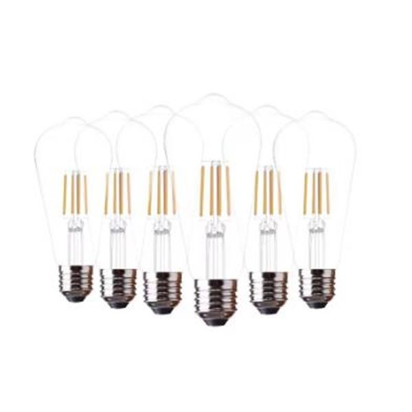 LED Edison Bulb 6W 6-Pack ST58 with 2700K 700 Lumen Output
