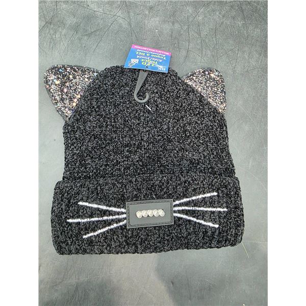 Black LED Toque with Cat Ears and Embellishments for Kids/Youth