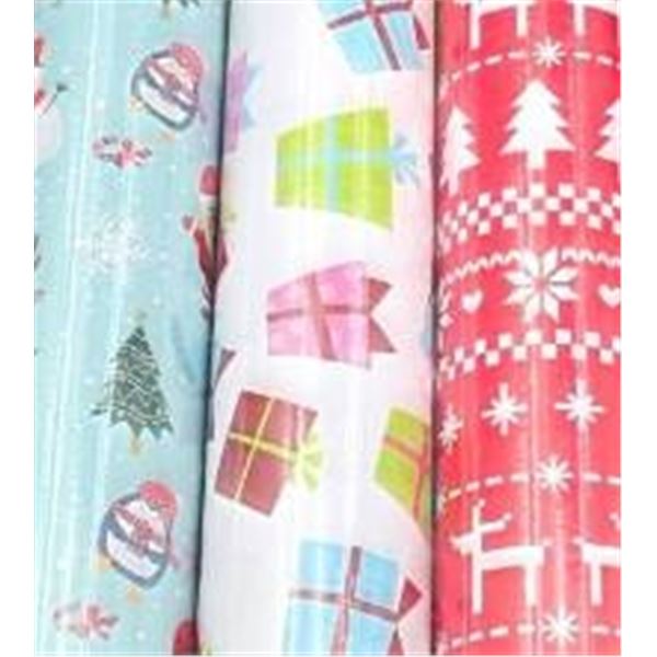 Danson Decor 100 Percent Recycled Eco-Friendly Wrapping Paper Roll Set 3X50 SQ FT