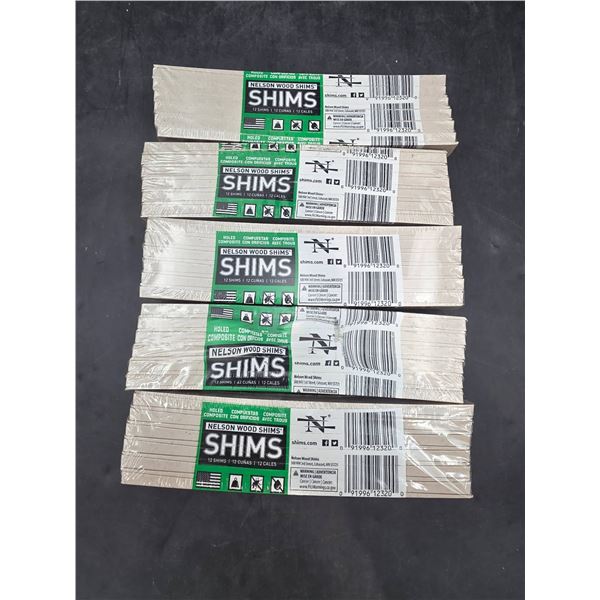 Nelson Wood Shims, Composite Holes, 5 PackS of 12 Shims Each
