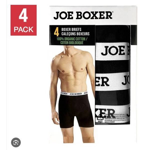 Joe Boxer 4-Pack Organic Cotton Boxer Briefs M/M Size
