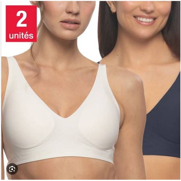 Buffalo David Bitton Wire-Free Seam-Free Bra, 2-Pack, Size L/G