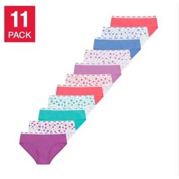 Puma Girls’ Bikini Cotton Blend Underwear, 11-Pack, Size L