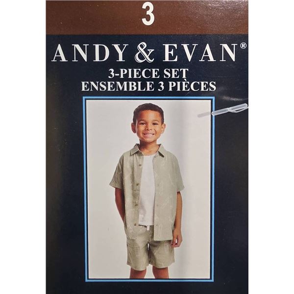 Andy & Evan 3-Piece Set with Shirt, Tank Top, and Shorts – Size 3