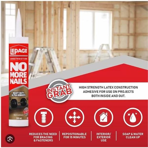 LePage No More Nails Heavy Duty Adhesive – Set of 3 – 266 ml Each