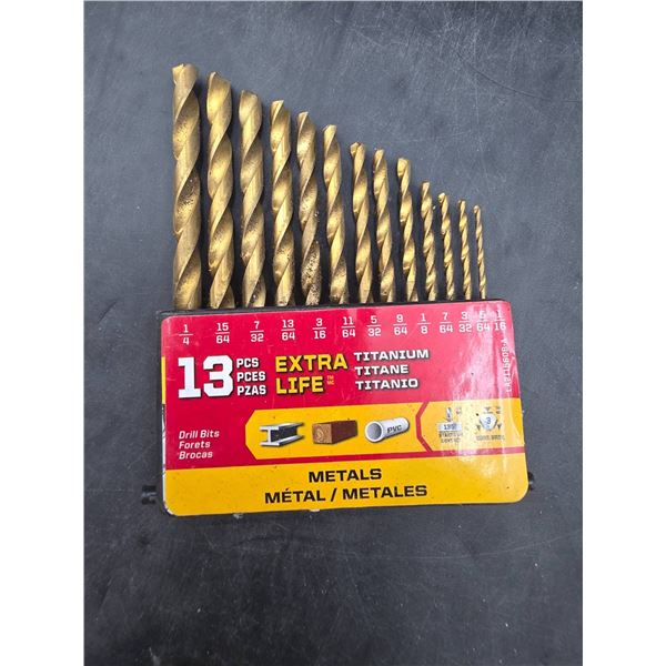 13-Piece Titanium Drill Bit Set for Metal Applications
