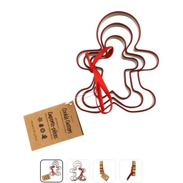 2 Sets of 3 pc – Maison Plus Cookie Cutters With Red Trim