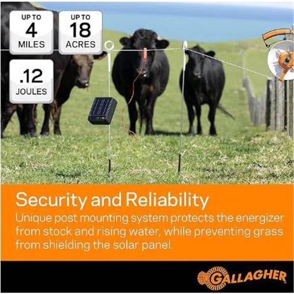 Gallagher S12 Lithium Solar Fence Energizer, 4 Miles/18 Acres
