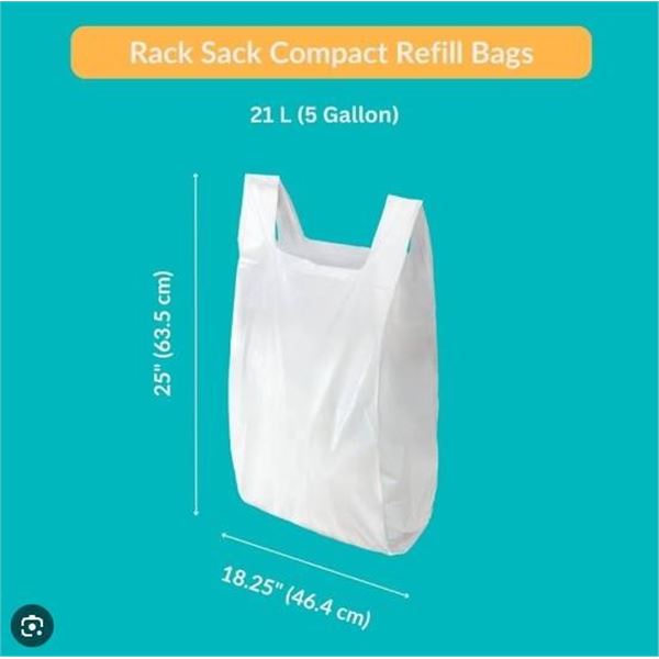 LOT OF 40 – Rack Sack Trash Bag Refills with Suffocation Warning Labels
