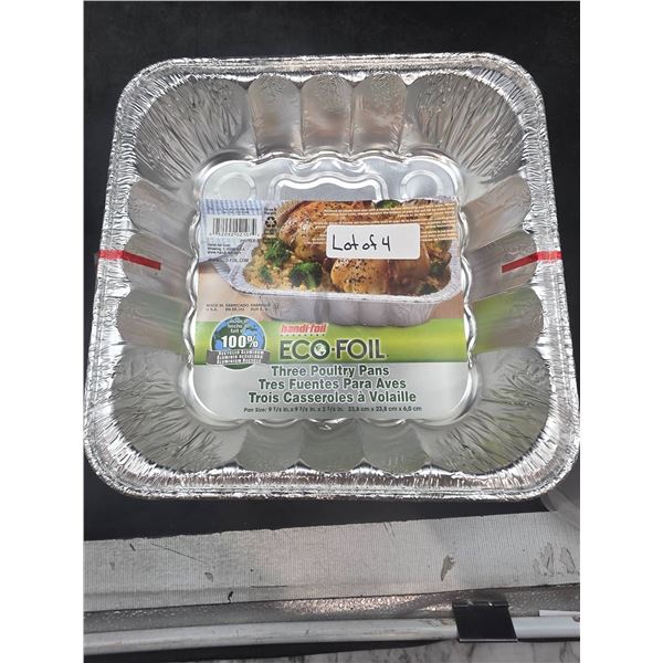Handi-Foil Eco-Foil Poultry pans , Lot of 4x 3 pc 9.375 in x 9.375 in x 2.625 in (