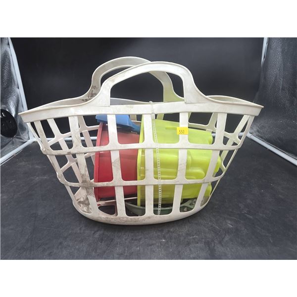 Plastic Basket With Assorted Beach Toys