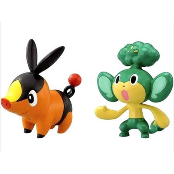 Pokemon Tepig and Pansage Figure Set with Pokedex ID Tags by Tomy