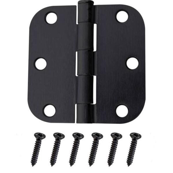 Hillman Essentials 3-1/2 Inch Black Door Hinges (2 Packs, 3 Hinges Each)