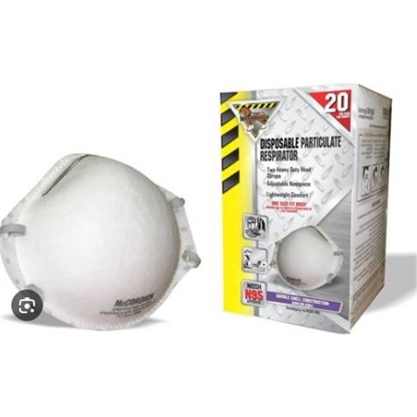 McCordick N95 Particulate Respirator with Adjustable Nosepiece and Straps, 20 Units