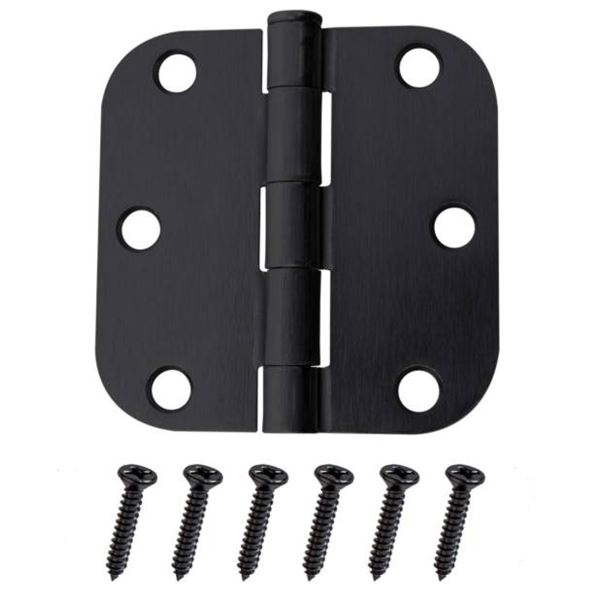 Hillman Essentials 3-1/2 Inch Black Door Hinges (2 Packs, 3 Hinges Each)