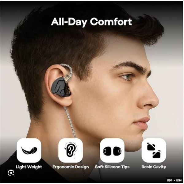 KZ ZSN Pro X In-Ear Monitors Without Microphone, Model KZ6191E1