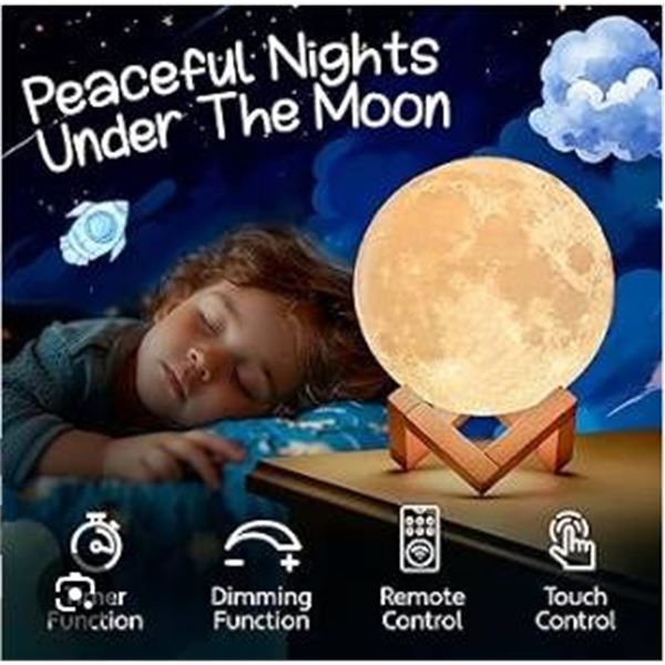 Moon Light 3D Printing Lamp with 16 Colors and Stand