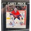 Image 2 : Carey Price #31 Collector Framed Picture with Game Used Stick Piece, 12.5″ x 15″