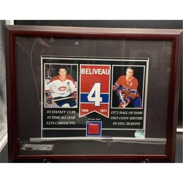 Beliveau Canadiens Forum Seat Display Collectible with Certificate, 12.5″ x 15″