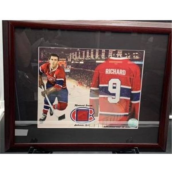 Richard #9 – Collector Framed Picture With Montreal Forum Seat Piece 12.5″ x 15[x=