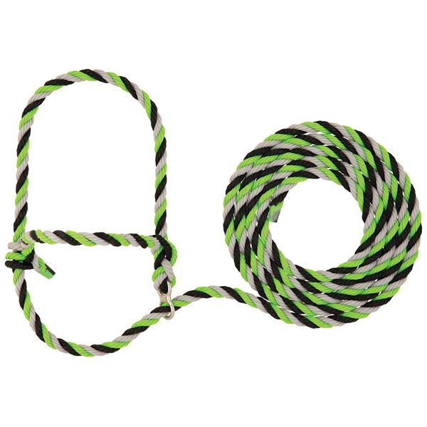 Weaver Livestock Adjustable Poly Neck Rope, Lime/Black/Gray, Model 35-4040-H44