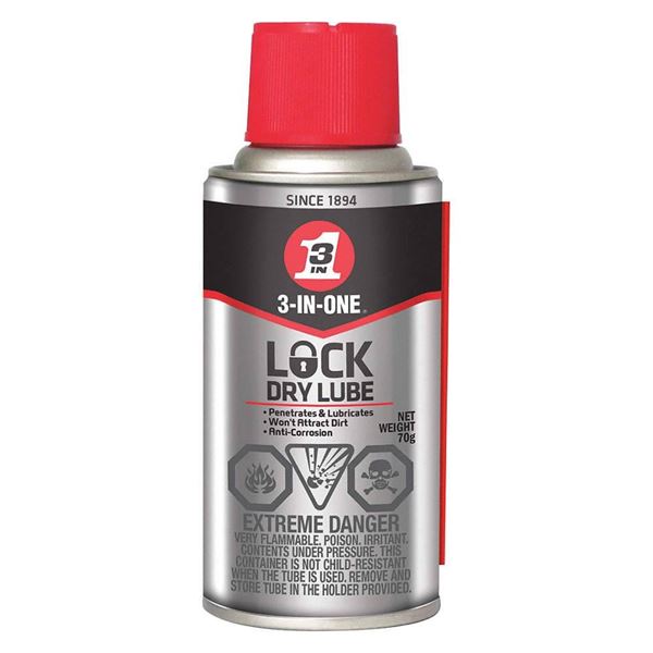 3-IN-ONE Lock Dry Lube 2 x 70g Twin Pack with Red Straw Applicator