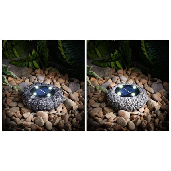 Solar Rock Light 4-Pack with LED and Solar Power Features