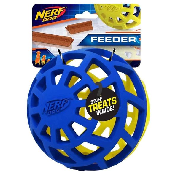 Nerf Dog Feeder Ball in Blue and Yellow for Pets