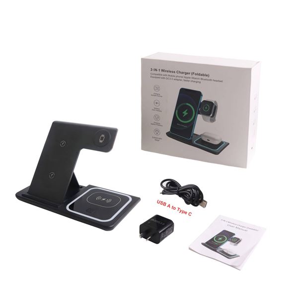 3-in-1 Foldable QI Wireless Charging Station with Night Light