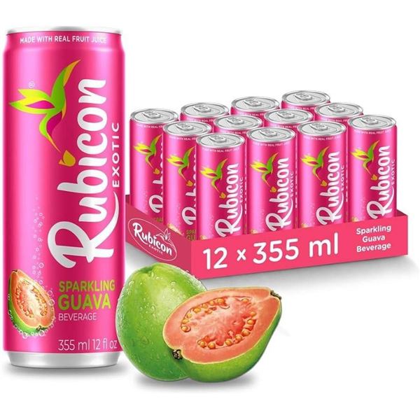 Rubicon Exotic Sparkling Guava Beverage 12 Cans, 355ml Each