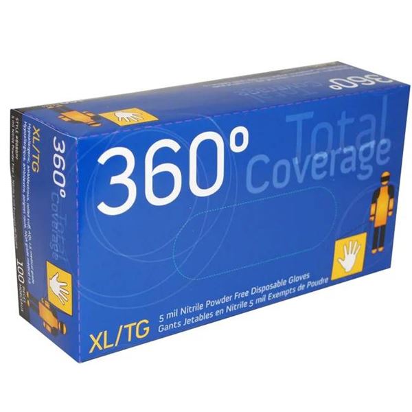 Nitrile Powder-Free Disposable Gloves XL 360 Coverage