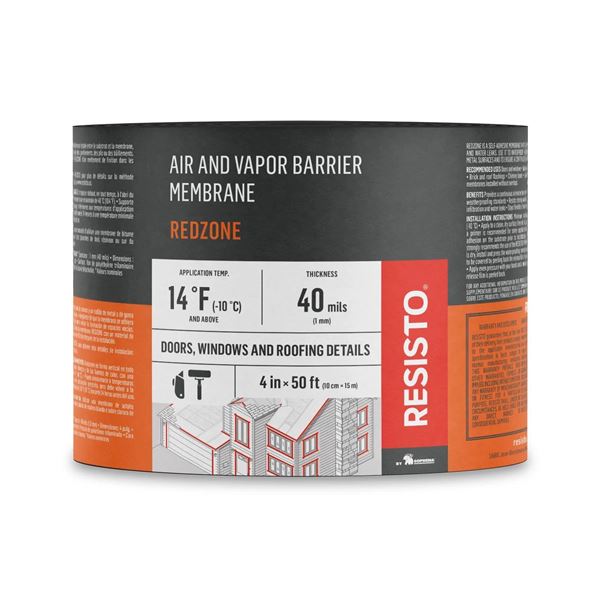 Resisto Air And Vapor Barrier Membrane Red Zone Roll 4 In. x 50 Ft.