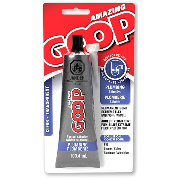 Amazing GOOP Plumbing Adhesive, Clear / Transparent, 3 x 109.4 mL