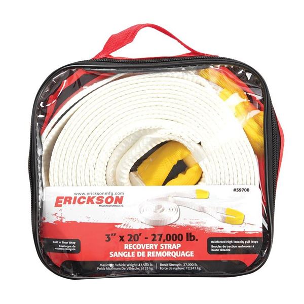 Erickson 3 Inch x 30 Foot Recovery Strap, 27,000 lb Capacity