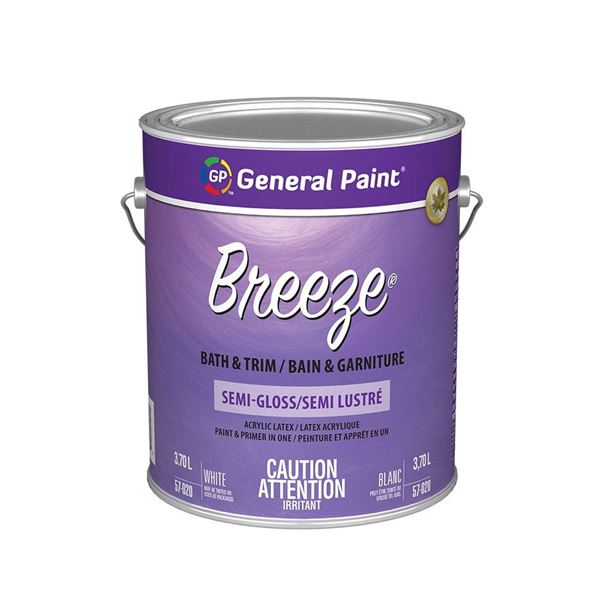 General Paint Breeze Bath & Trim Semi-Gloss Paint 4 x 1 Quart
