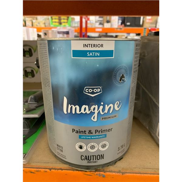 Co-Op Imagine Premium Interior Satin Paint & Primer, White, 2 x 3.7 L