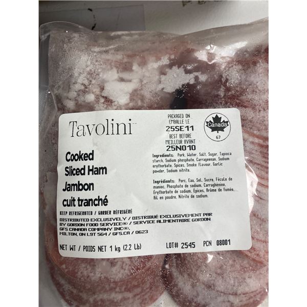 LOT OF 2 – Tavolini Cooked Sliced Ham, 2.2 lb (1 kg)