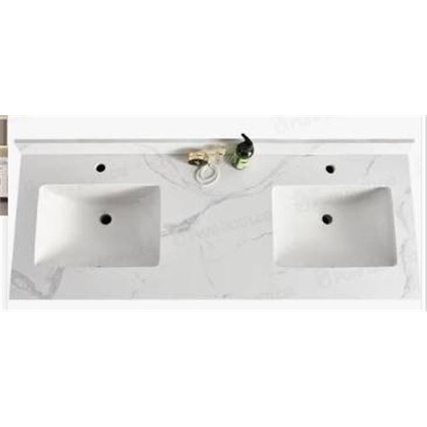 75″ x 22.5″ White Carrara Double Sink Countertop