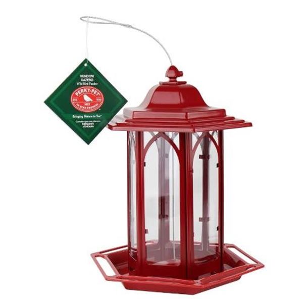 Perky-Pet N91 Window Gazebo Wild Bird Feeder, Red
