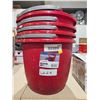 Image 2 : Lot of 4 Sterilite 10 Qt Spout Buckets in Red