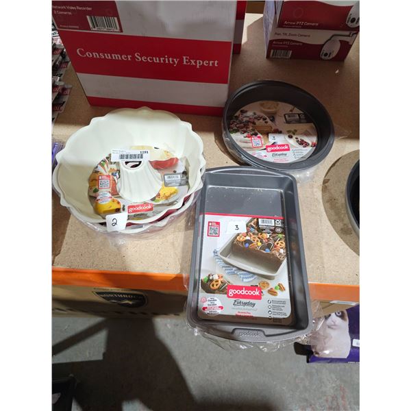 Lot of 8 – Goodcook Everyday Bakeware Set: Bundt, Brownie Pan, and Round Cake Pan