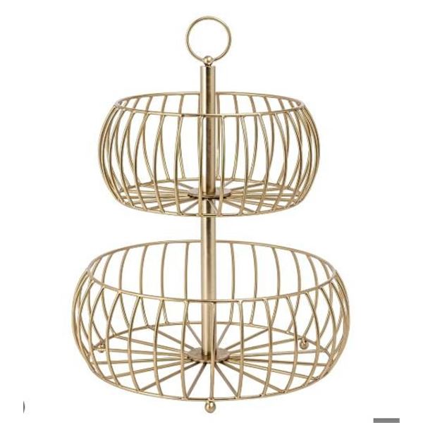 Over & Back 2-Tier Wire Metal Basket for Storage or Display