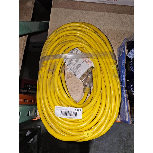 Yellow Electrical Extension Cord with 3-Prong Plug, 550 Rating