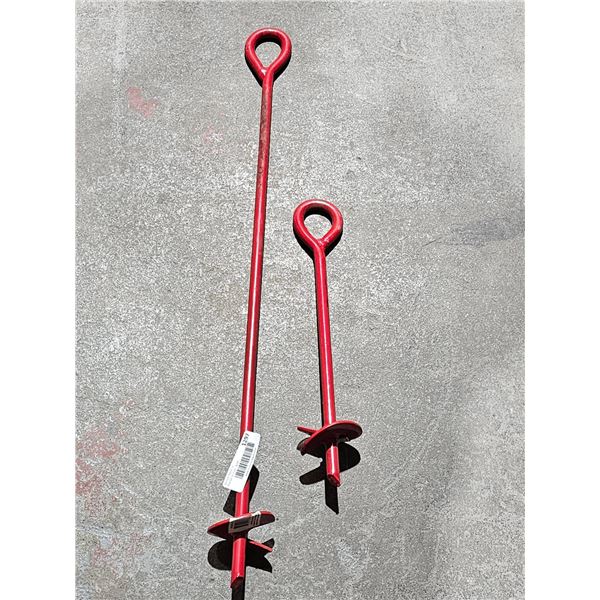Red Spiral Ground Anchors with Eyebolts – Set of 2