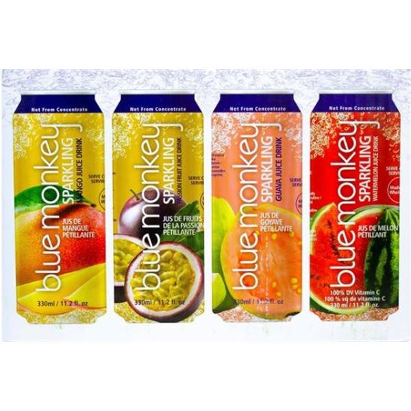 Blue Monkey Sparkling Juice Assortment, 4 x 330 mL, Tropical Flavors