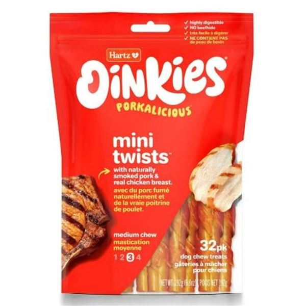 Hartz Oinkies Mini Twists Medium Chew Dog Treats 192g 5-Pack