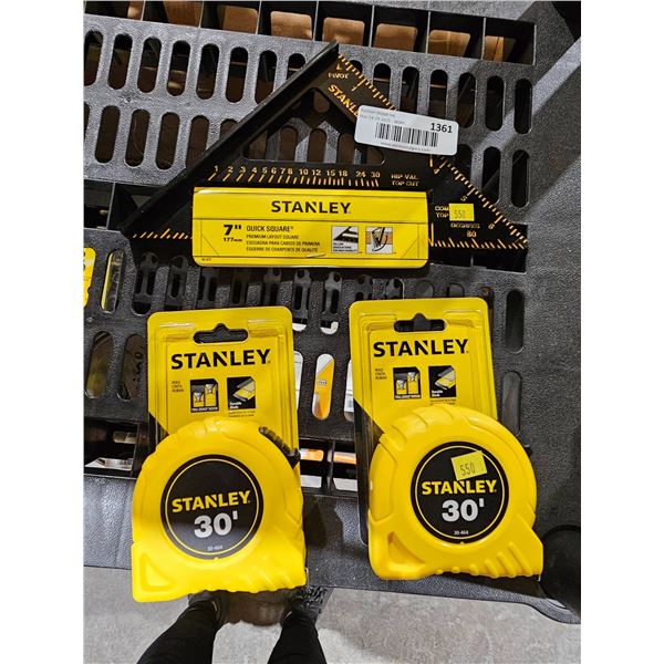 2 Stanley 30′ Tape Measure and 7″ Wixey Digital Angle Gauge Set