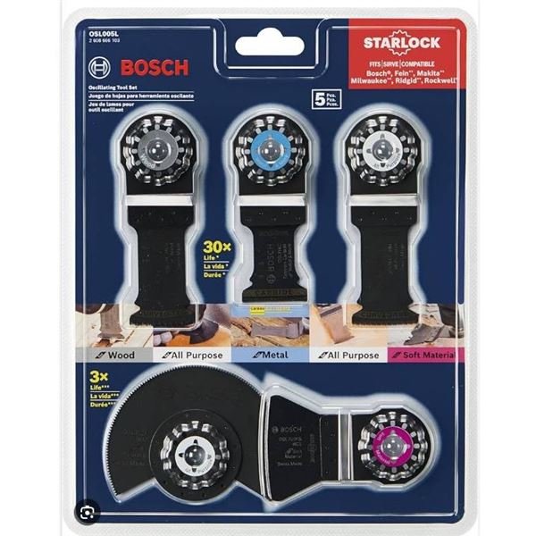 BOSCH OSL005L 5 pc. Starlock® Oscillating Multi-Tool Carbide Cutting Accessory Blade Set