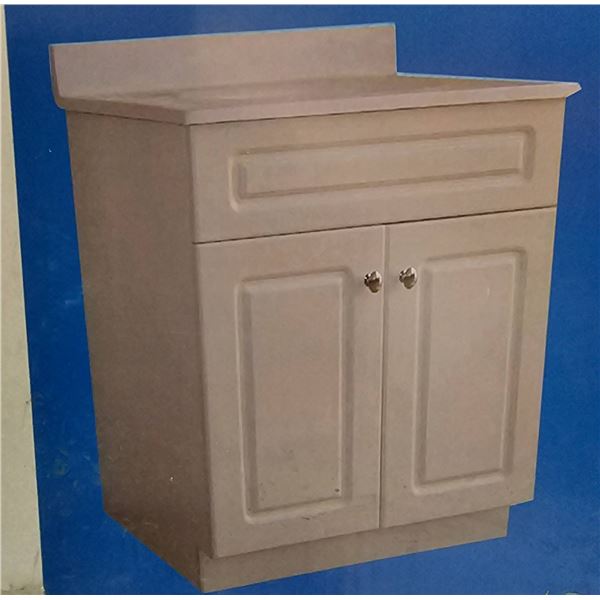 24-Inch White Vanity With Cultured Marble Top and Double Doors