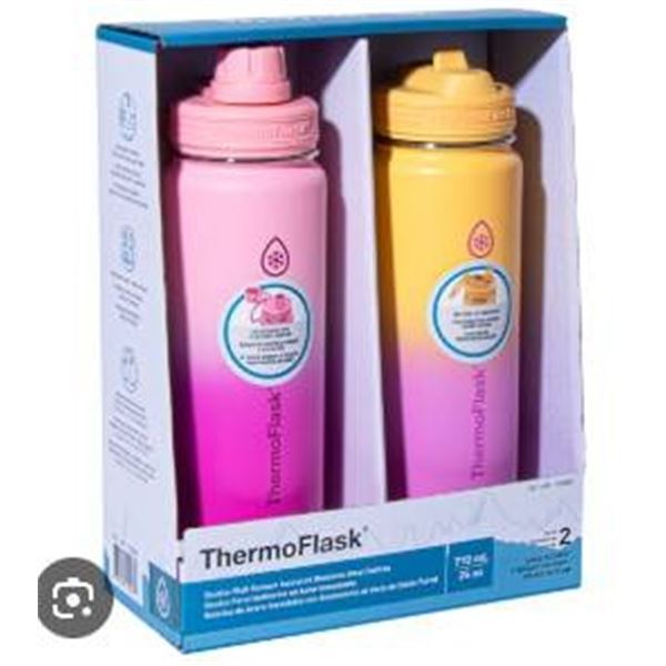 ThermoFlask Double-Wall Vacuum-Insulated Bottles 710 mL – Set of Two